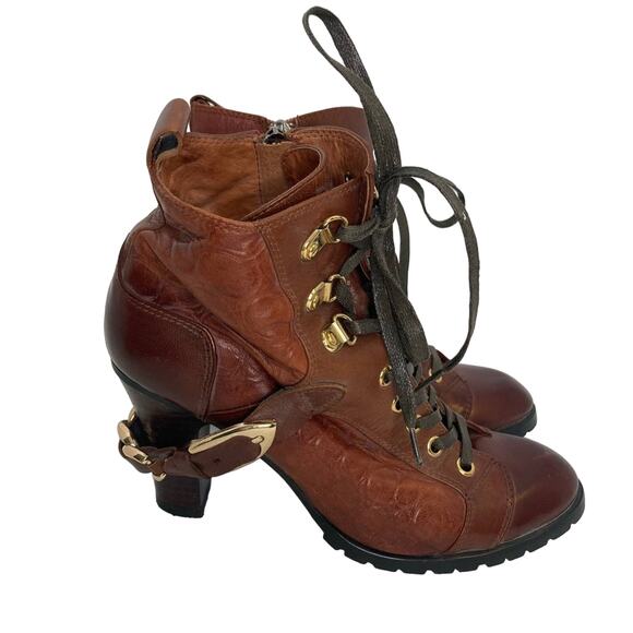 Marc Jacobs Brown Leather Y2K High Heel Booties - Picture 1 of 10